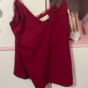 Abercrombie Blouse || Satin Burgundy Blouse